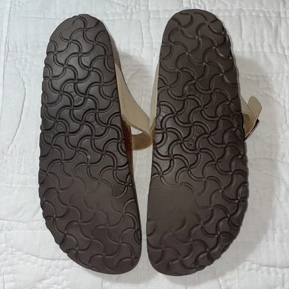 Birkenstock Gizeh Leather Sandals EU size 38 Tan Neutral Cork Well Worn Gorpcore - Picture 9 of 9